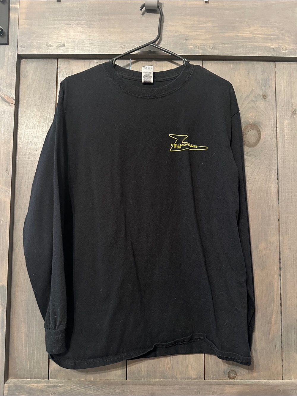 Black Long Sleeve The Lafontaines Graphic Shirt with Yellow Logo